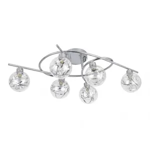 Plafonnier de 6 lumières modèle varanasi chrome - Fabrilamp pas cher