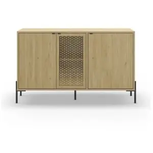 CALICOSY Buffet 3 portes décor chêne et pieds en méta - L120 cm - 120 cm X 40 cm X 80 cm - INCA pas cher