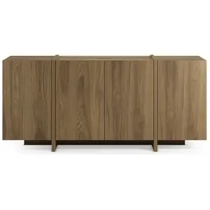 Buffet VOLIA en chêne foncé 4 portes 180 x 40 x 79 cm pas cher