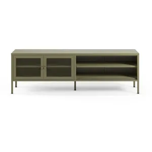 Meuble TV en métal vert kaki 2 portes 160 cm - Latem - Rendez-Vous Déco pas cher