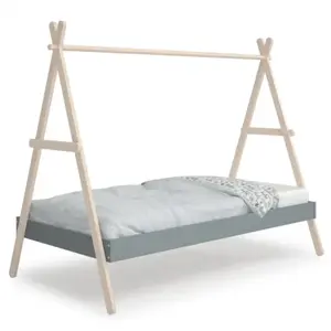 CALICOSY - Lit cabane 90x200 cm hauteur modulable ELIOTT - Vert kaki pas cher