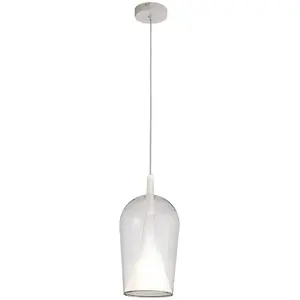 Suspension Led verre et métal design scandinave Blanc Tulipe - Mantra - Elsa pas cher