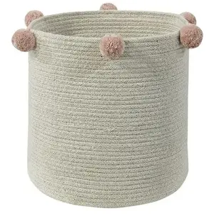 Lorena Canals Panier de rangement Bubbly en coton naturel et rose nude (30 x 30 cm) pas cher