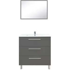 ONDEE - Meuble à poser PALLAS - 80cm - Gris - Mélaminé - Livré en kit pas cher