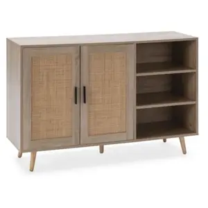 Buffet Dalia 2 portes et 3 niches couleur chêne, 120 cm longueur pas cher