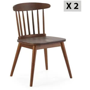 VS VENTA-STOCK Pack 2 chaises Ben en bois couleur noyer pas cher