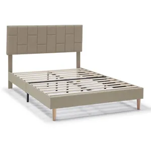 VS VENTA-STOCK Cadre de lit plateforme Sorni capitonné 30 cm, 90x190 cm, Beige pas cher