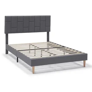 VS VENTA-STOCK Cadre de lit plateforme Sorni capitonné 30 cm, 90x190 cm, Gris foncé pas cher