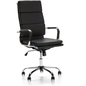 VS VENTA-STOCK Fauteuil de Bureau Morgan inclinable Noir, Cuir synthétique, Chaise Executive avec appuie-tête et Coussin rembourré,Hauteur pas cher