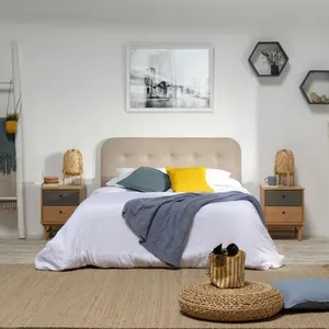 marcKonfort Tête de lit tapissée Saona 150x60 cm Couleur Beige, Rembourré avec de la Mousse, Boutons en capitonné, 8cm d'épaisseur, pas cher