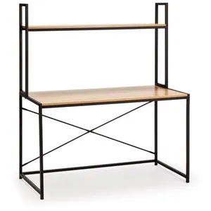 VS VENTA-STOCK Bureau Carmen noir, 1 étagère, style industriel, 120 cm longueur pas cher