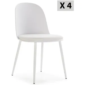 VS VENTA-STOCK Lot de 4 chaises Kana blanches, pieds en métal et assise rembourrée pas cher