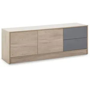 VS VENTA-STOCK Meuble TV Panama 2 tiroirs, 2 Portes, Couleur Bois et Gris, 136 cm (Largeur) 40 cm (Profondeur) 51 cm (Hauteur) pas cher