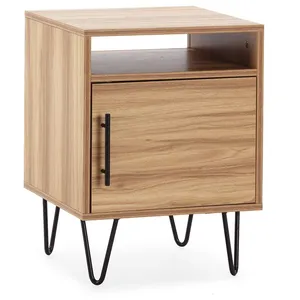 VS VENTA-STOCK Table de chevet Alma 1 porte coloris bois, pieds métal pas cher