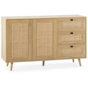 Buffet bas Bella 3 tiroirs et 2 portes en chêne, 120 cm pas cher
