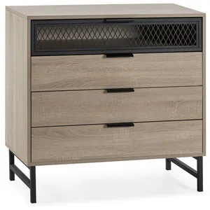 VS VENTA-STOCK Commode de nuit Hera 3 tiroirs 1 porte coloris bois pas cher