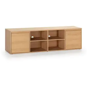 VS VENTA-STOCK Meuble TV Tori 2 Portes 4 Trous, Couleur Chêne, 160 cm pas cher