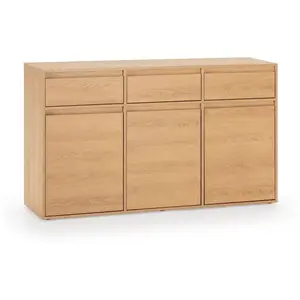 VS VENTA-STOCK Buffet bas Tori 3 portes 3 tiroirs, coloris chêne, 140 cm pas cher