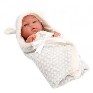 Babypop de Luxe - 30 cm - Tachan - Grijs - Met Inbakendoek - Swaddle Baby Pop - In Mooie Giftbox pas cher
