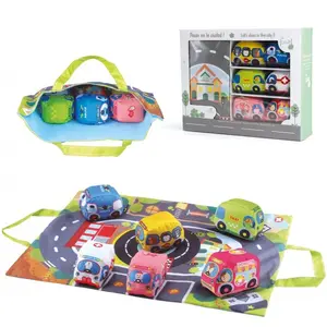 Speelkleedje met Speelgoedauto's van Stof - Tachan - Met Tas - 6 Stuks pas cher