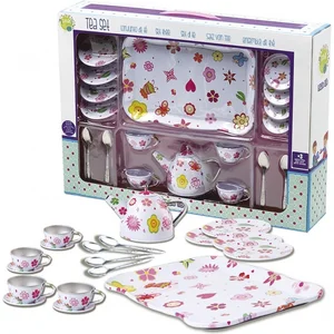 Tachan - Jeu de thé rose avec plateau en acier de 19 pièces (78055519) pas cher