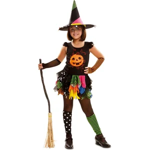 Mom VIVING COSTUMES / JUINSA - Gekleurde pompoen heks kostuum voor meisjes - 122/134 (7-9 jaar) pas cher