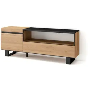 SKRAUT HOME Meuble TV, Banc Télé, 150x35x57cm, Pour les TV jusqu'à 65", Design industriel, Chêne et noir, RF2434 pas cher