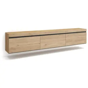 SKRAUT HOME Meuble TV, Banc Télé, 240x35x45 cm, Suspendu, Mural, Chêne, RF3600 pas cher