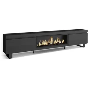 SKRAUT HOME Meuble TV, Banc Télé, 267x35x57 cm, TV grand format, Cheminée électrique XXL, Design industriel, Noir, RF3601 pas cher
