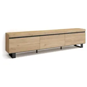 SKRAUT HOME Meuble TV, Banc Télé, 240x35x57 cm, Design industriel, Chêne, RF3599 pas cher