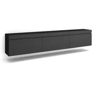 SKRAUT HOME Meuble TV, Banc Télé, 240x35x45 cm, Suspendu, Mural, Noir, RF3596 pas cher