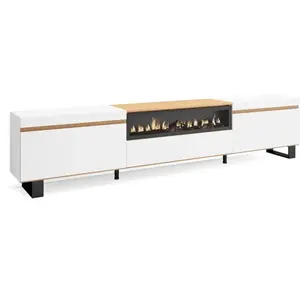 Meuble TV Banc Télé 260x57x35 cm TV grand format Cheminée électrique D...Vendu parcdiscount