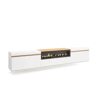 Meuble TV, Banc Télé, 260x45x35cm, TV grand format, Cheminée électriqu... pas cher