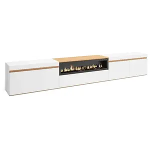 Meuble TV Banc Télé 288x45x35 cm TV grand format Cheminée électrique B...