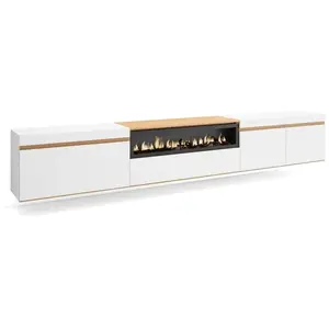 Meuble TV Banc Télé 288x45x35 cm TV grand format Cheminée électrique S...Vendu parcdiscount