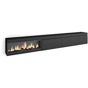SKRAUT HOME Meuble TV, Banc Télé, 317x35x45 cm, feu électrique XXL, Noir, RF3670