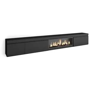 SKRAUT HOME Meuble TV, Banc Télé, 317x35x45 cm, feu électrique XXL, Noir, RF3672Vendu parcdiscount