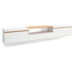 Meuble TV Banc Télé 288x45x35 cm TV grand format Suspendu Mural Blanc ... pas cher