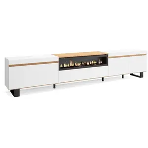 Meuble TV Banc Télé 288x57x35 cm TV grand format Cheminée électrique D...Vendu parcdiscount