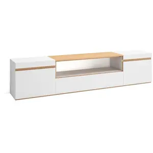 Meuble TV Banc Télé Grand espace de Rangement 200x45x35cm Pour les TV ... pas cher