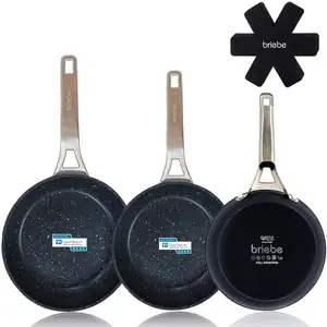 BRIEBE Set 3 Poêles à Frire Antiadhésives à Induction 18-20-24cm Aluminium Fo... pas cher