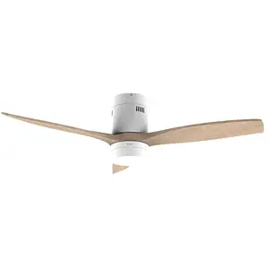 EVVO Ventilateur de plafond avec lumière LED et Wi-Fi, silencieux, Ø132 cm, 3 pales, moteur DC 40 W, 6 vitesses, minuterie jusqu'à 4 h, fonction hiver-été, protection IP44 (modèle : V551 finition