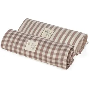 Set 2 langes Praliné Vichy Rayures Moka (70x70 cm) pas cher