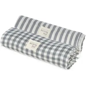 Set 2 langes Praliné Vichy Rayures Matcha (70x70 cm) pas cher