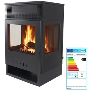 Poêle à bois ventilé  10 kW Tokio   Rendement 856 %   Chauffe 230 m³  ... pas cher