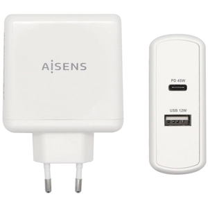 AISENS Cargador 57W 1x USB-C PD3.0 45W 1x USB-A 5V / 2.4A 12W Blanco pas cher