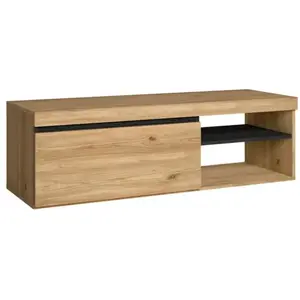 SKRAUT HOME Meuble TV mod.NATURALE couleur Chêne/Noir, 1 porte et 2 logements, 120x40x41cm, RF889 pas cher