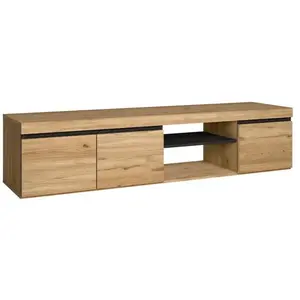 SKRAUT HOME Meuble TV mod.NATURALE couleur Chêne/Noir, 2 portes et 2 logements, 160x40x41cm, RF891 pas cher
