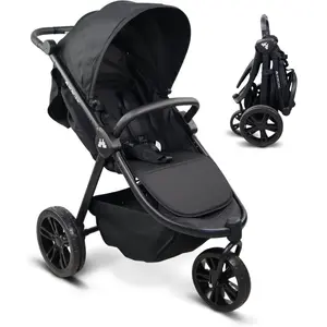 Poussette 3 roues Roues tout terrain Mobiclinic Poche arrière Style sportif Pliage en un clic Panier XXL Jusqu'à 22 kg Agnes