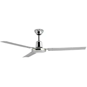 Comparateur de prix : Orbegozo CFC 49120 Ventilateur de plafond diamètre 120 cm, 60 W 5 vitesses commande de mural 3 pales métalliques couleur chrome
